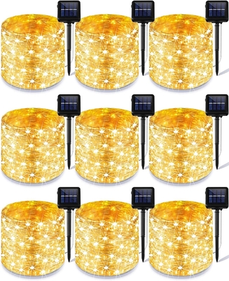 Warm White Waterproof Solar Copper Wire String Lights With 8 Lighting Modes For Yard Decoration